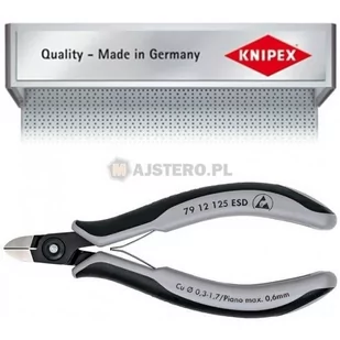 Precyzyjne szczypce tnące boczne ESD dla elektroników KNIPEX 79 12 125 - Kombinerki i obcęgi - miniaturka - grafika 1
