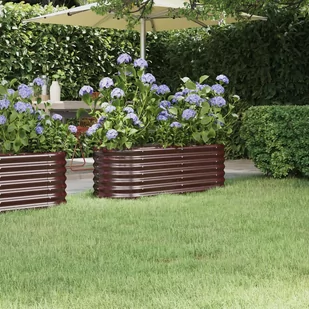 vidaXL Donica ogrodowa z malowanej proszkowo stali, 114x40x36 cm, brąz - Donice - miniaturka - grafika 1