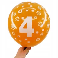 Balony i akcesoria - BALONY KOLOROWE URODZINY CYFRA 4 HAPPY BIRTHDAY CYFERKA ZESTAW 10 SZT - miniaturka - grafika 1