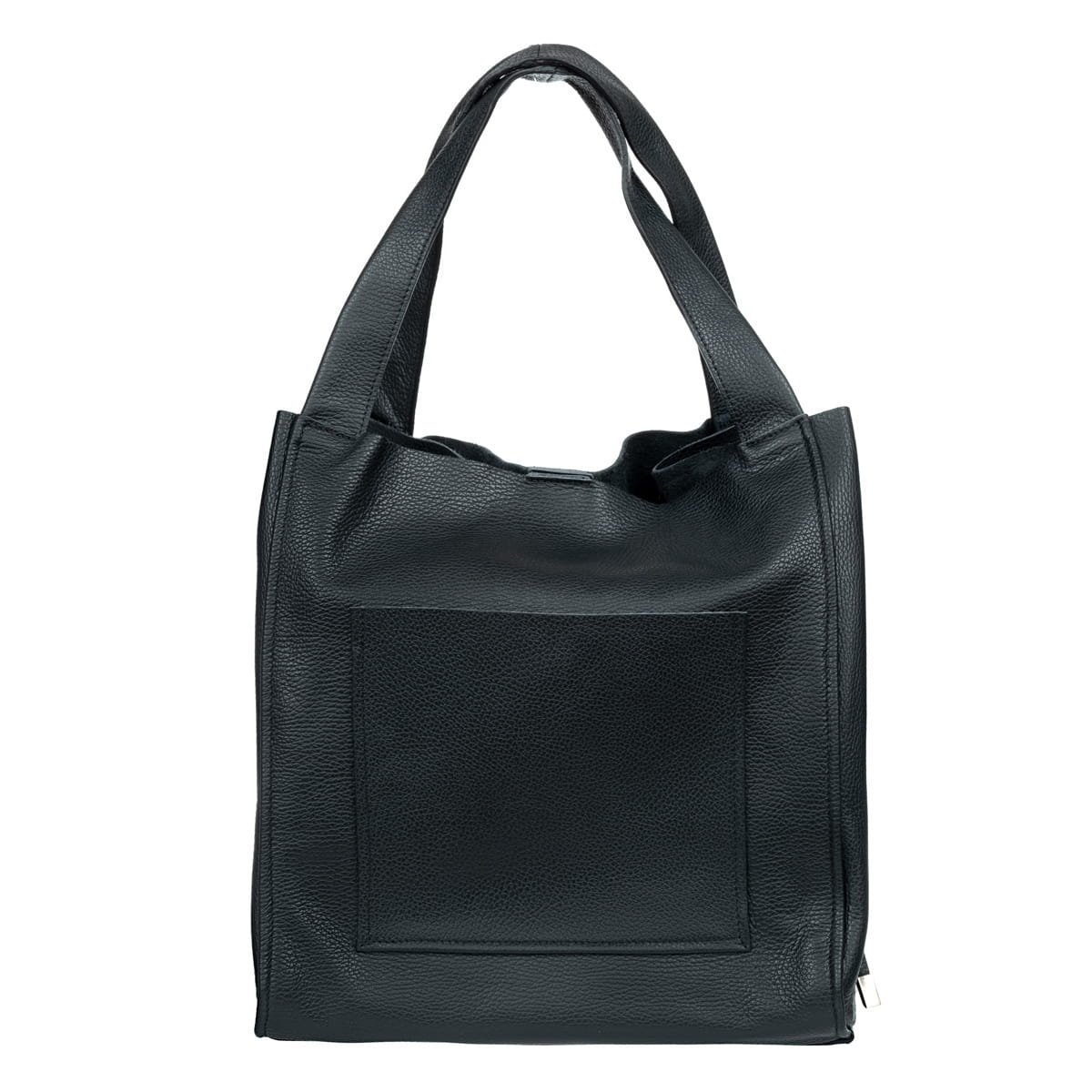 Torba Skórzana Shopperka Vezze Eccelle Czarna