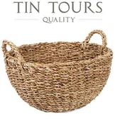 Dekoracje domu - OKRĄGŁY KOSZ Z TRAWY MORSKIEJ Z UCHWYTAMI 35x35x15/19 cm - miniaturka - grafika 1