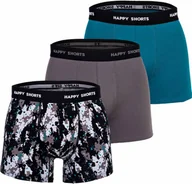 Majtki męskie - Bokserki męskie Happy Shorts, 3 sztuki - Retro Jersey, Logobund Camouflage Blau/Grau M - miniaturka - grafika 1