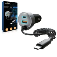 Ładowarki samochodowe - Mocna ładowarka samochodowa POLION USB-A 2xUSB-C 65W QC3.0 PD z przewodem - miniaturka - grafika 1