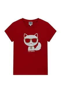 Koszulki dla dziewczynek - KARL LAGERFELD t-shirt dziecięcy kolor czerwony - grafika 1
