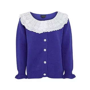 Swetry damskie - Naemi Damski słodki kardigan z koronkowym kołnierzem dla lalek akryl niebieski rozmiar XL/XXL, niebieski, XL - grafika 1