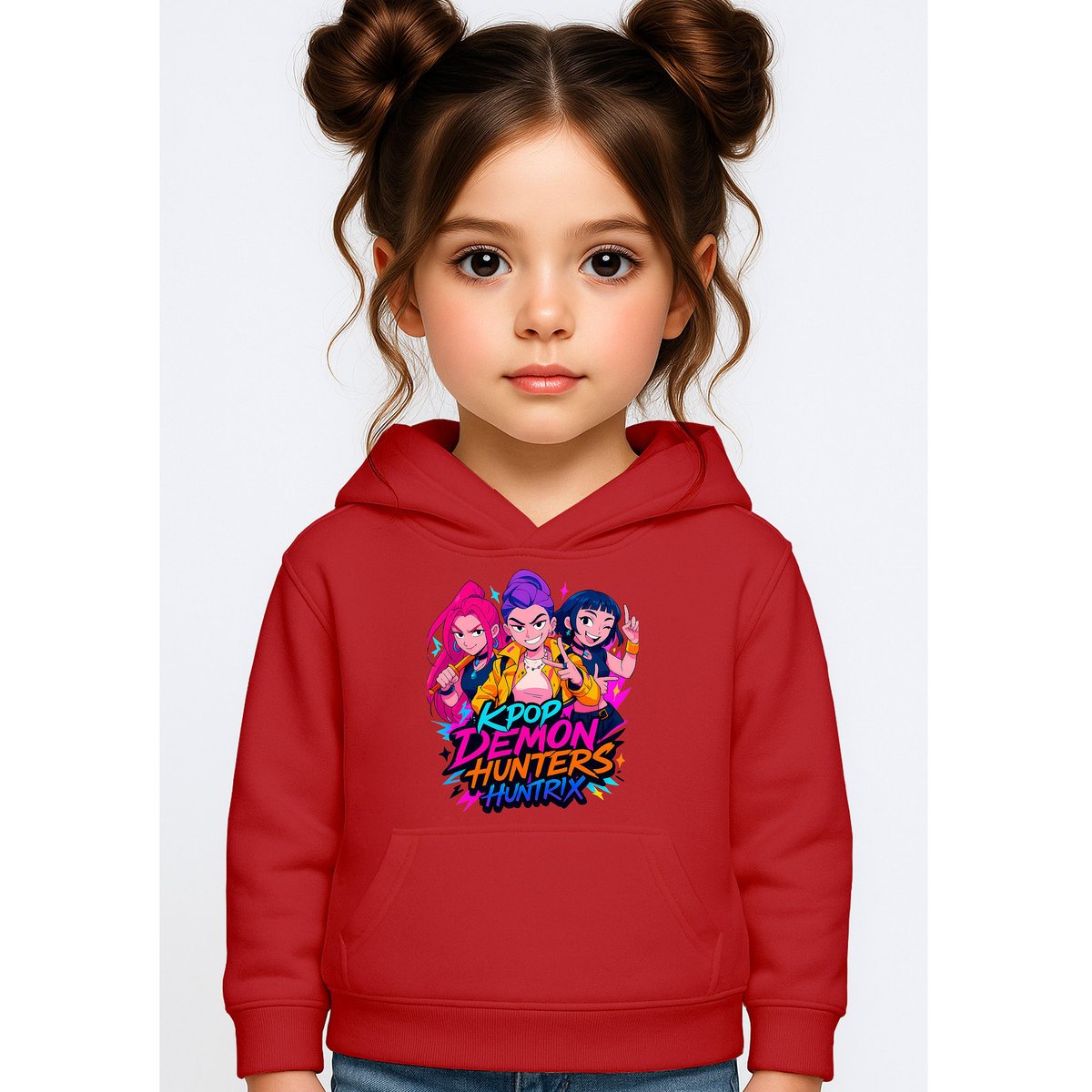 BLUZA DZIECIĘCA KPOP DEMON HUNTERS HUNTRIX 134-140 Z KAPTUREM BAWEŁNIANA