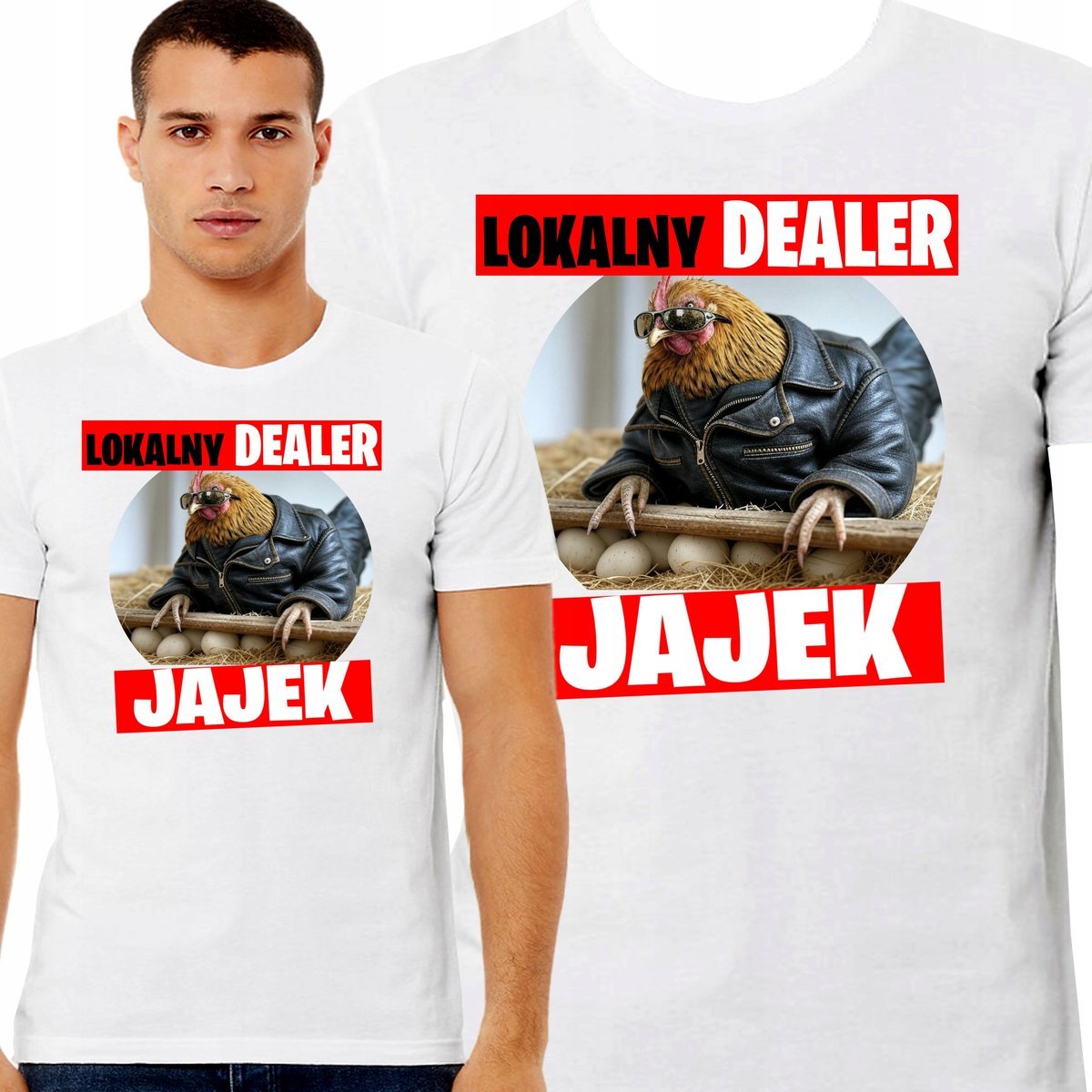 ŚMIESZNA KOSZULKA LOKALNY DEALER JAJEK PREZENT DLA HODOWCY KUR S 3449