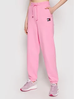 Spodnie sportowe damskie - Tommy Jeans Spodnie dresowe DW0DW09740 Różowy Relaxed Fit - grafika 1