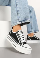 Trampki damskie - Czarne Trampki na Grubej Podeszwie z Cyrkoniami Asgerda - miniaturka - grafika 1