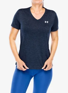 Koszulka szybkoschnąca damska Under Armour UA Tech Twist V-Neck Short Sleeve - midnight navy/white - Koszulki sportowe damskie - miniaturka - grafika 1
