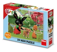 Puzzle - Królik Bing Duże puzzle Maxi Bing z pieskiem i Flopem 24 el. wymiary obrazka 66 x 47 cm dla dziecka 2+ puzzle licencyjne - miniaturka - grafika 1
