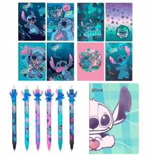 WYPRAWKA SZKOLNA STITCH 9X ZESZYT A5: KRATKA+ 3LINIA + LINIA, 6X DŁUGOPIS - Zeszyty szkolne - miniaturka - grafika 1