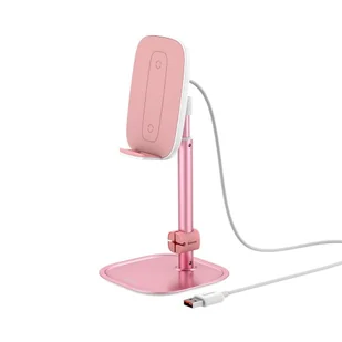 Baseus bezprzewodowa ładowarka Qi 15 W teleskopowy stojak uchwyt podstawka na telefon z kablem USB różowy (SUWY-D0R) hurtel-63471-0 - Ładowarki do telefonów - miniaturka - grafika 21