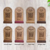 Wyposażenie miejsc publicznych - Personalizowany drewniany stojak, ekspozytor NFC, Oceń nas w Google, Instagram, facebook - miniaturka - grafika 1