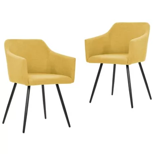 vidaXL Krzesła stołowe, 2 szt., żółte, tapicerowane tkaniną - Krzesła - miniaturka - grafika 1