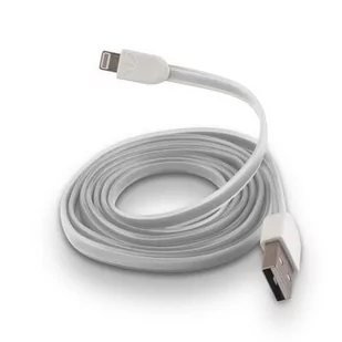 Forever Kabel USB do iPhone 5/6 silikonowy płaski biały - Kable USB - miniaturka - grafika 1