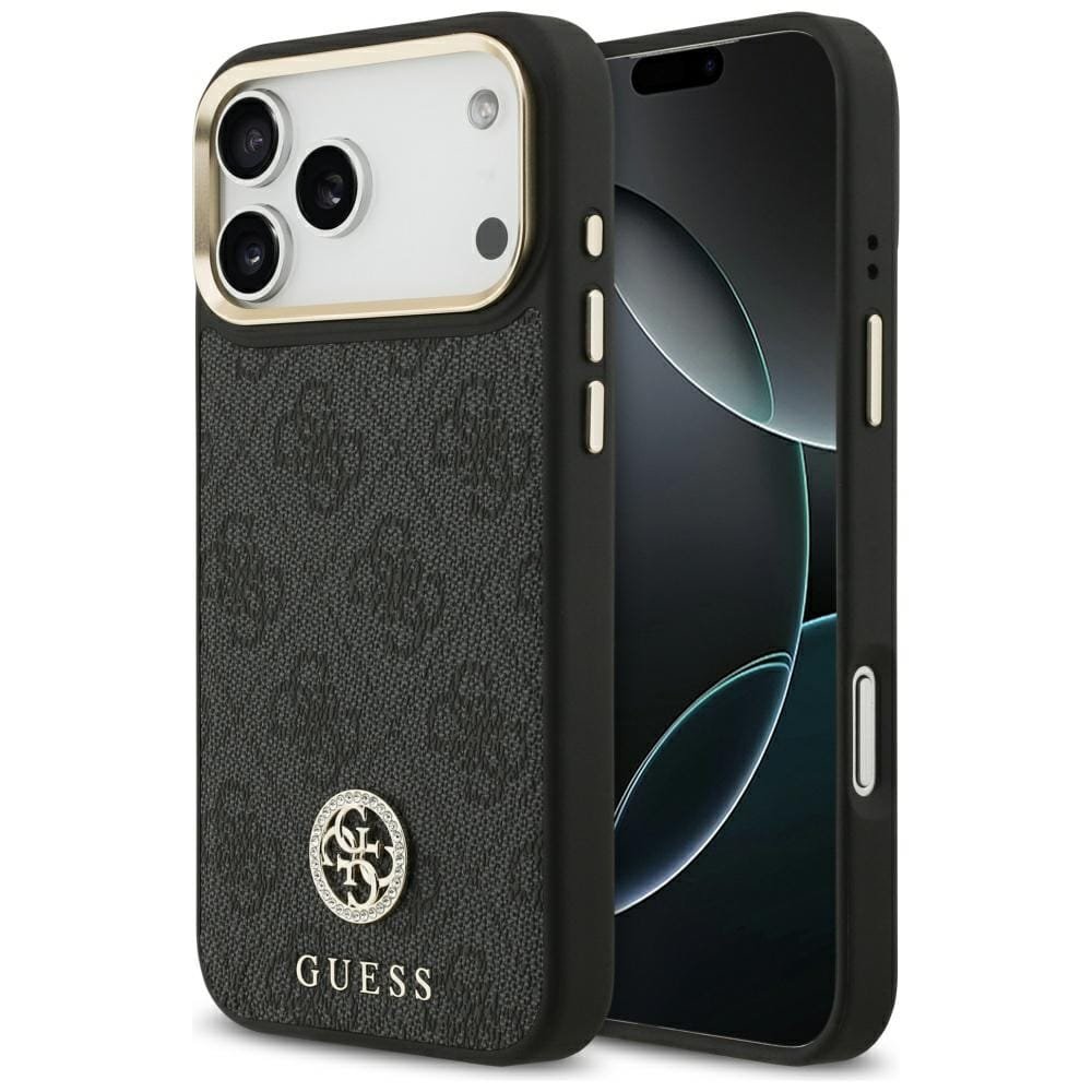 Etui Guess 4G Strass Logo MagSafe do iPhone 17 Pro Max czarny