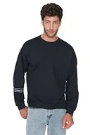 Bluzy męskie - Trendyol Męska bluza oversize z okrągłym dekoltem, granatowa, XL, granatowy, XL - miniaturka - grafika 1