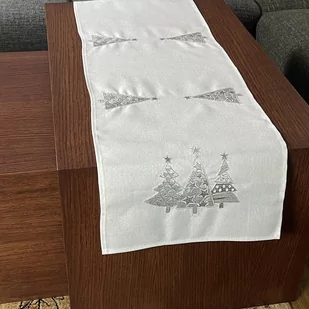 Bieżnik Bożonarodzeniowy, 40X160, Święta, Biały Z Haftem W Choinki, Os-312-A - Obrusy i serwetki - miniaturka - grafika 1