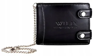 Czarny ROCKOWY Portfel Męski z ŁAŃCUCHEM do spodni Młodzieżowy PUNK METAL - Portfele - miniaturka - grafika 1