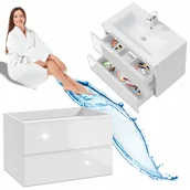 Szafki łazienkowe - Biała Szafka Łazienkowa Wisząca pod Blat 100 cm Front Połysk Mod Szuflady - miniaturka - grafika 1