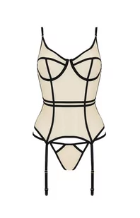 Serara gorset i stringi, Kolor beżowy, Rozmiar L/XL, Passion - Primodo.com - Body - miniaturka - grafika 1