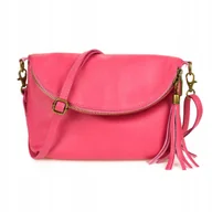 Torebki damskie - Torebka Damska Skórzana Skóra Naturalna Listonoszka Na Ramię Klapa Fuksja - miniaturka - grafika 1