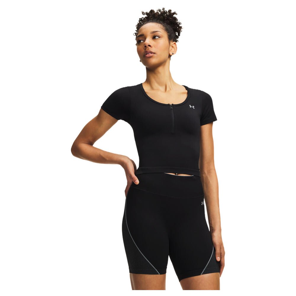 Koszulka damska Under Armour Vanish Seamless Crop Zip SS Black/Steel/Steel M