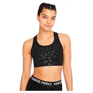 Biustonosze - NIKE Damski biustonosz sportowy W NP DF SWSH Lepard Shine, czarny/przezroczysty, S - miniaturka - grafika 1