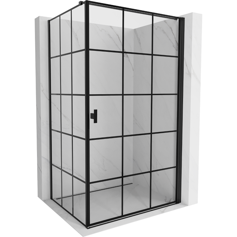 Mexen Mist-B kabina prysznicowa uchylna prawa 80 x 70 cm, czarna kratka, czarna - 8A2T-080-070-70-77-P