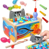 Łamigłówki - Łowienie Rybek Gra Logiczna Zręcznościowa Kotek Jhtoy-558 - miniaturka - grafika 1