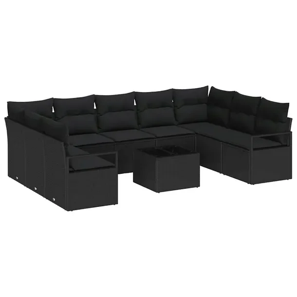 Zestaw Sof Modułowych z Polirattanu Jet Black, 5 Osób