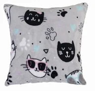 Poszewki na poduszki - Poszewka Dekoracyjna Fluffy Friends 40X40 Jasnoszara Koty Kotki - miniaturka - grafika 1