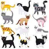 Dekoratorstwo - Koty - filcowy zestaw do szycia DIY - 12 elementów - miniaturka - grafika 1