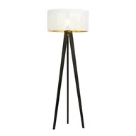 Lampy stojące - Emibig ASTON LP1 WHITE/GOLD 1147/LP1 lampa podłogowa drewniana duży oryginalny abażur 1147/LP1 - miniaturka - grafika 1