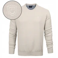 Swetry męskie - Elegancki SWETER Męski Klasyczny JASNOBEŻOWY Bawełniany XXL Pako Jeans - miniaturka - grafika 1