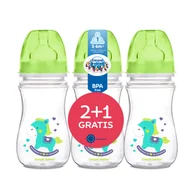 Butelki dla niemowląt - Canpol babies Zestaw butelek antykolkowych 240ml szeroka TOYS 2+1 - miniaturka - grafika 1