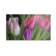 Deski do krojenia - Szklana deska kuchenna HOMEPRINT Kolorowe tulipany 60x52 cm - miniaturka - grafika 1
