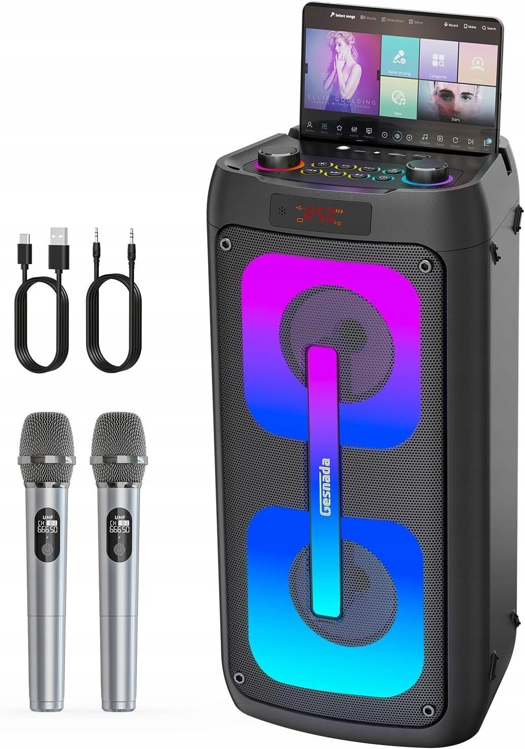 Zestaw do karaoke Gesnada K68 Głośnik z 2 mikrofonami Bluetooth