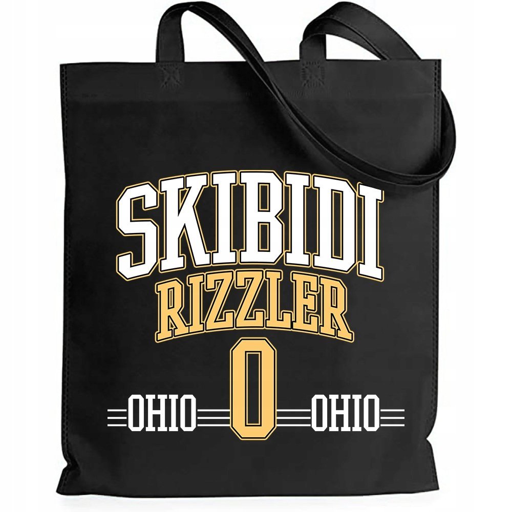 Torba Czarna Shoper Śmieszne Prezent Rizzler Skibidi Ohio Młodzieżowe Wzory