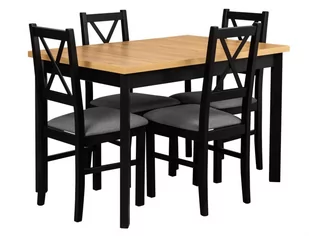 Stół rozkładany z 4 krzesłami loftowy do kuchni jadalni L003 Czarny/Dąb Grandson - Stoły z krzesłami - miniaturka - grafika 1