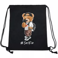 Plecaki szkolne i tornistry - PLECAK WOREK Czarny Bawełna Mocny #SELFIE Wzory - miniaturka - grafika 1