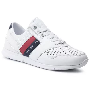 Sneakersy damskie - TOMMY HILFIGER Sneakersy Lightweight Leather Sneaker FW0FW04261 Rwb 020 - grafika 1