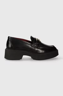 Tommy Hilfiger mokasyny skórzane TH HARDWARE LOAFER damskie kolor czarny na platformie FW0FW07329 - Mokasyny damskie - miniaturka - grafika 1