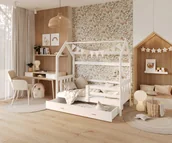 Łóżka dla dzieci i młodzieży - Łóżko domek AVA kolor biały - 80x190 - DREWNO - Biały - miniaturka - grafika 1