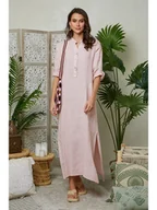 Sukienki - Lin Passion Lniana sukienka w kolorze jasnoróżowym - miniaturka - grafika 1