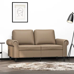 vidaXL 2-osobowa sofa, kolor cappuccino, 120 cm, sztuczna skóra - Sofy i kanapy - miniaturka - grafika 1