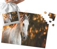 Puzzle - PUZZLE TRADYCYJNE - SŁODKI KONIK KOŃ STAJNIA WZORY PREZENT 192el + WORECZEK - miniaturka - grafika 1