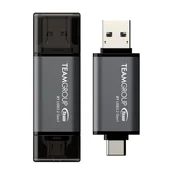 Pendrive - Team Group X1 USB 3.2 Gen1 pamięć USB 128 GB USB Type-A / USB Type-C 3.2 Gen 1 (3.1 Gen 1) Czarny, Szary TX13128GC01 - miniaturka - grafika 1