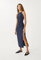 Sukienki - Stradivarius Sukienka średniej długości z dekoltem halter Morski L - miniaturka - grafika 1